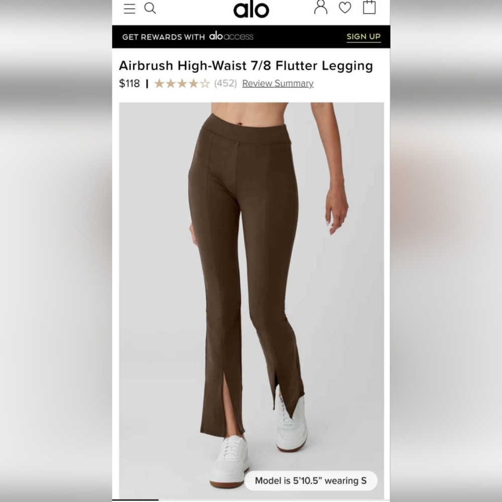 NWT! ALO Yoga Espresso High-Waist Flutter Leggings